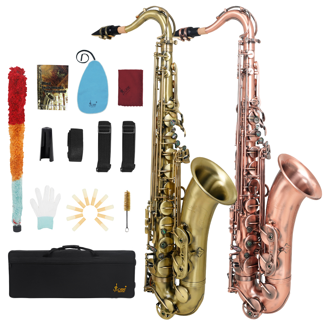 Slade Professionele Messing Wind Instrument Bb Parte Herstellen Van Oude Manieren Rode Cyaan Tenorsaxofoon