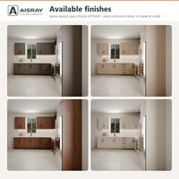 Ensemble de meubles de cuisine sur mesure, portes en placage de bois minimaliste, design modulaire, aménagement en forme de L et tiroirs à fermeture douce