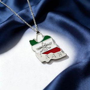 Trendy Anti Tarnish <b>Silver</b> and Gold Pvd <b>Necklaces</b> 316l Stainless Steel Fine Jewelry Iran Map <b>Necklace</b> for Women - Product Image 4
