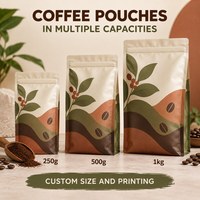 Sachets personnalisés imprimés de 250g, 500g, 1kg pour poudre de café de qualité alimentaire avec fermeture éclair, idéaux pour l'emballage de marques privées