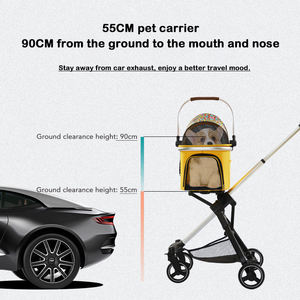 Luxury 4-Wheel Pet Stroller Detachable <b>Cage</b> Easy One-Hand Fold Lightweight Travel Carrier Transparent Fabric Fashion for Dogs - Product Image 5