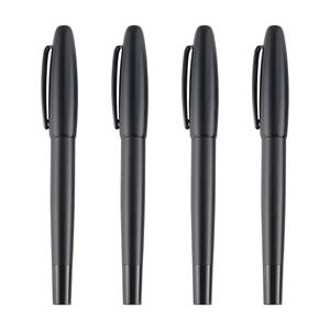 Stylos à bille en gel noir en gros, corps lisse de luxe, en métal, en acier, pour logo personnel, cadeaux promotionnels - Product Image 5