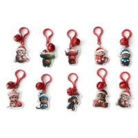 Porte-clés de Noël personnalisés, porte-clés en acrylique transparent imprimés avec des clochettes