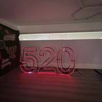 Lettre de décoration de mariage en métal 3D, cadre néon pliable RGB, numéro néon pour la décoration de fête