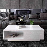 Tables basses blanches nordiques modernes à finition brillante avec éclairage LED, table d'appoint