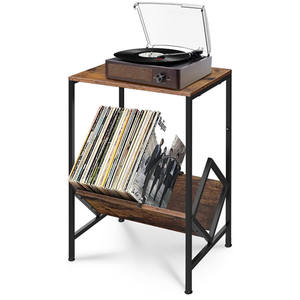 Support de tourne-disque de support de stockage de <span class=keywords><strong>CD</strong></span> de petite table latérale avec le stockage d'album - Product Image 1
