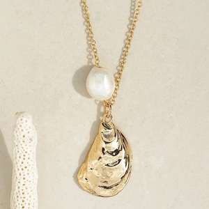 Venta al por mayor 14K/18K chapado en oro Vermeil esterlina 925 Plata Perla de agua dulce joyería océano ostra Shell encanto colgante collar - Product Image 4