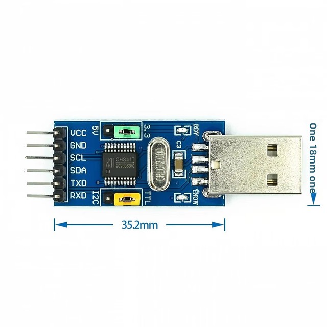 CH341T Two-in-One Module USB to I2C/IIC/UART/TTL Microcontroller Serial Port Downloader