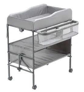 Table à langer pour bébé personnalisée avec quatre roues, tissu 300D, hauteur réglable à 4 positions