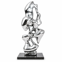 Sculpture Moderne Abstraite en Acier Inoxydable Poli Effet Miroir, Taille et Couleur Personnalisables, Ornement Métallique pour Jardin Extérieur