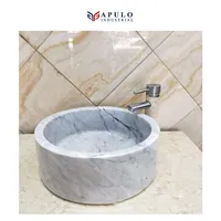 Venda quente Italiano pedra pia de mármore bacia de lavagem de mármore da vaidade do banheiro branco personalizado