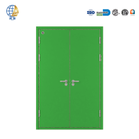 Porte coupe-feu double battant en acier, design contemporain, pour salles scolaires, hôtels et salles de bal, couleur verte, pour projets coordonnés, vente en gros
