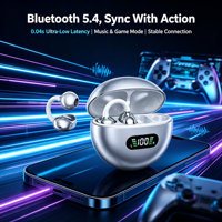 Headset Olahraga Anti Air Peredam Kebisingan Custom, Klip Headset Gaming True Tws Nirkabel Bass Earphone Earbuds dengan Mic