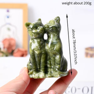 <span class=keywords><strong>Statue</strong></span> de chat sculptée en <span class=keywords><strong>jade</strong></span> Xiuyu sculptée à la main chat en pierre de guérison en cristal pour la décoration - Product Image 2
