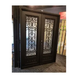 Puertas de hierro forjado de diseño personalizado Prima, ruedas de puerta de hierro forjado ecológicas, puertas de madera negras