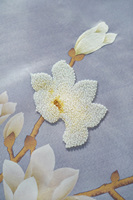 Papel Tapiz Chinoiserie con Bordado a Mano y Cuentas, Papel Tapiz Floral con Aves y Magnolias para Decoración de Villas, Vestíbulos de Hoteles, Hogares y Cafeterías