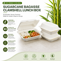 Boîte à lunch en bagasse de canne à sucre recyclée haut de gamme, faible MOQ, boîte bento personnalisée, emballage biodégradable avec couvercle, vente en gros