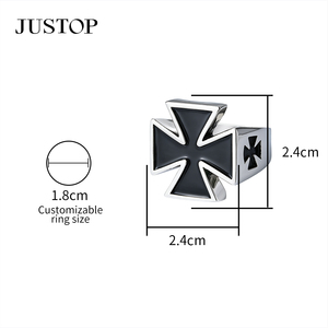 Bague en acier inoxydable en forme de cœur JUSTOP, plaquée rhodium, bijoux romantiques unisexes, cadeau pour la Saint-Valentin - Product Image 2