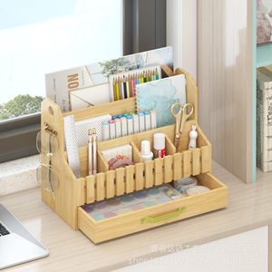 Bamboo Mail Organizer 4 Layers Desktop Storage <b>Drawer</b> With Eyeglasses Holder Office Supplies Sorter - Product Image 5