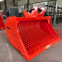 RSBM Durable 15 Ton Excavator Sieve Bucket 1600mm Wide Skeleton Cleaning Bucket untuk Penyaringan Batu dan Tanah Alat Konstruksi
