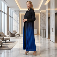 Nouvelle Abaya Plissée Miyake 2026 Noire à Col Ouvert Long Manteau Femme Élégant Résistant aux Hautes Températures