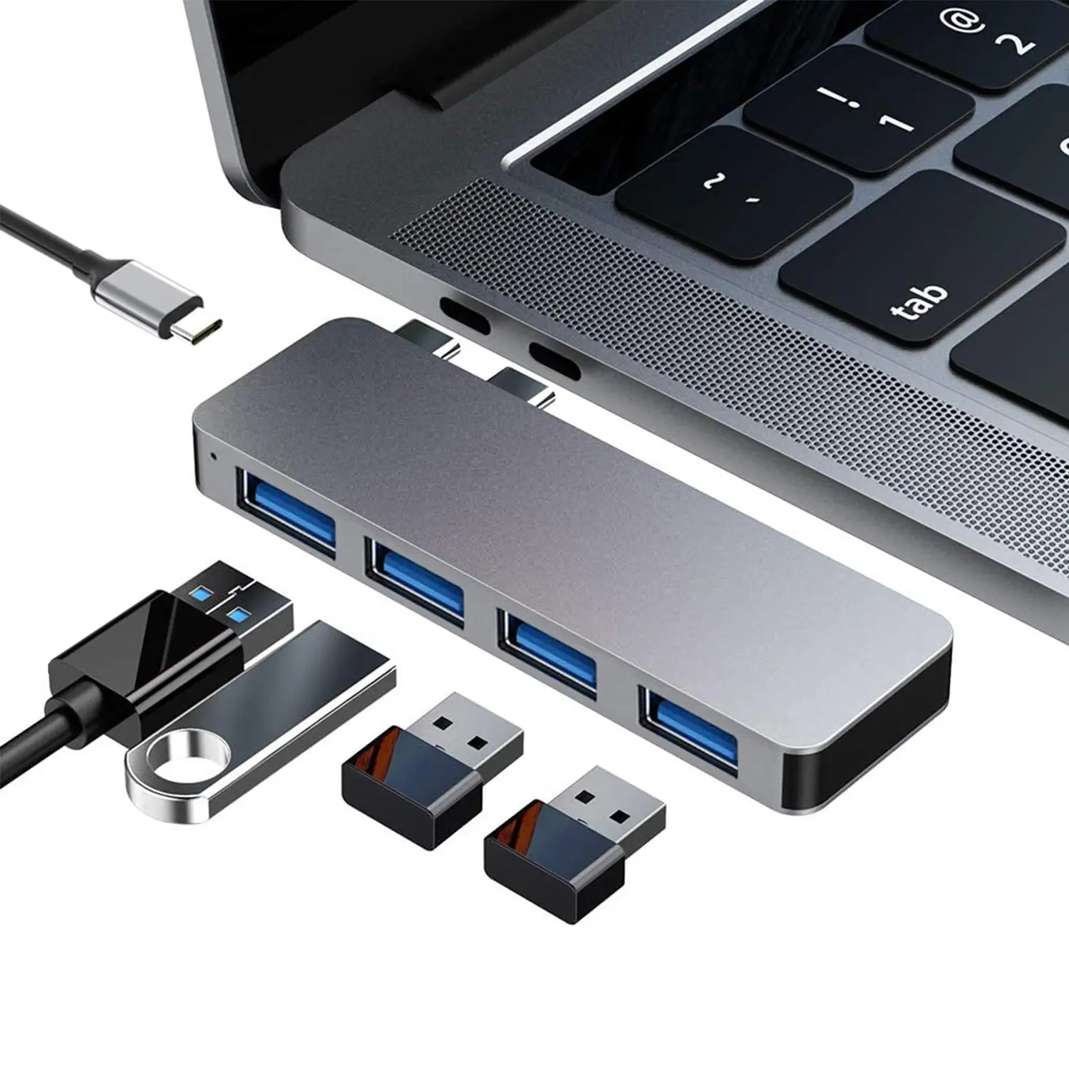 Dual USB C Docking Station To 4 Ports USB3.0 Thunderbolt 3 Type C Hub For MacBook Pro Air
