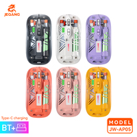 Souris sans fil optique double mode 2,4G/5GHz JW-AP05, rétroéclairage RVB, 5 boutons, design ergonomique, coque transparente, charge Type-C