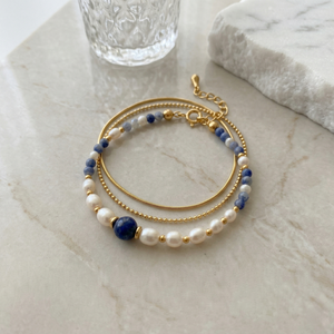 Bracelets perlés <span class=keywords><strong>anti</strong></span>-ternissement pour femmes, bracelet en pierres précieuses bleues, style méditerranéen grec bohème, bijoux de plage d'été, cadeau - Product Image 3