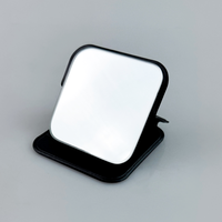 Nouvel Arrivage Mini Miroir Pliable Carré Miroir Cosmétique de Poche en Cuir PU Logo Personnalisé Portable Debout Voyage Design Compact 1X