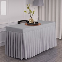 Jupe de table rectangulaire personnalisable 100 % polyester imperméable pour la décoration intérieure, idéale pour les banquets d'hôtel et les mariages