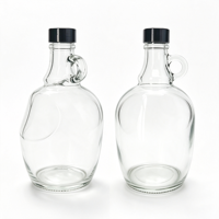Bouteille en verre transparente de 1500 ml avec poignée et bouchon à vis, type Growler, pour le stockage de vin, kombucha et liqueurs de fruits - Vente en gros