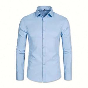 Camisas de Vestir para Hombre en Blanco y Negro, Corte Regular, Manga Larga, Camisa de Marca para Hombre, Poliéster, Transpirable, Formal, para Negocios - Product Image 5