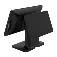 Terminal POS de Doble Pantalla Táctil BOE de 15.6 Pulgadas, con Wi-Fi, Bluetooth, Compatible con Windows 10/11, SSD de 256 GB, Diseño Negro para Punto de Venta