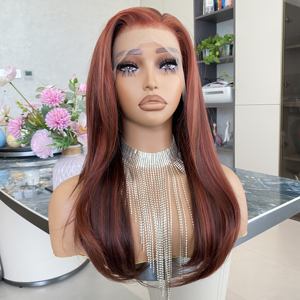 Perruque synthétique résistante à la chaleur, rouge cuivré transparent, mi-longue, à couches, pour fêtes et usage quotidien – Meilleure vente, prix usine réduit - Product Image 2