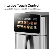 Friteuse à air électrique intelligente 8L avec écran tactile, 12 menus couleur, affichage visible, en acier inoxydable, certifiée ETL GS CE CB