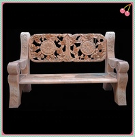 Banc d'extérieur en granit gris sculpté à la main, poli, 120 cm, sculpture de jardin traditionnelle avec garantie de 5 ans