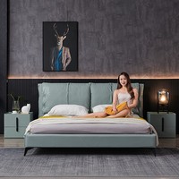 Meubles de chambre à coucher de haute qualité au design moderne, lit capitonné simple nordique, lit en cuir
