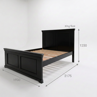 Lit plateforme traditionnel King Size - Cadre durable en pin Radiata et MDF, design traditionnel confortable en noir et blanc élégants