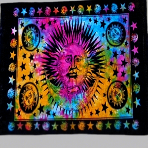 Tapisseries murales en coton tricoté multicolores lavables à motifs solaires pour la décoration intérieure, exportées d'Inde - Product Image 1