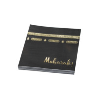 Umrah Mubarak Party Supplies Umrah Mubarak Bannière Vaisselle Assiettes en papier jetables Tasses Serviettes Festival islamique musulman