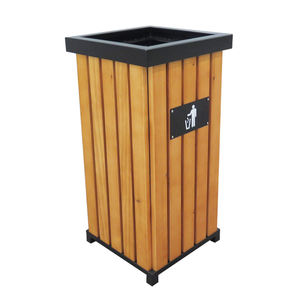 Cubo de basura <span class=keywords><strong>clasificado</strong></span> de madera comercial para exteriores, cubo de basura de reciclaje de parque de jardín exterior, cubo de basura de clasificación grande público - Product Image 2