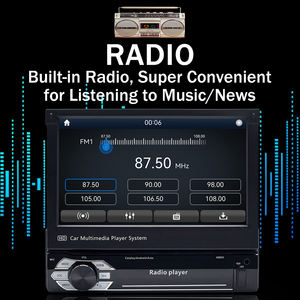 Radio Reproductor de Video <span class=keywords><strong>MP4</strong></span> MP5 para Coche, Pantalla Táctil Retráctil Automática de 7 Pulgadas, 1 Din, con BT GPS y Soporte para Android Auto y Carplay - Product Image 3