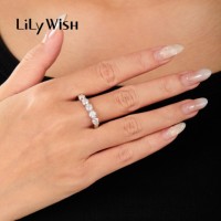 Bague tendance en argent sterling 925 avec 5 pierres, demi-alliance ronde en oxyde de zirconium, empilable, bijoux minimalistes