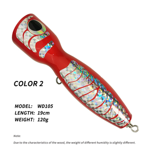 Nuovo OEM Popper in legno richiamo fatto a mano pesca a traina <span class=keywords><strong>esche</strong></span> da pesca richiamo di legno 120g 19cm esca artificiale Top richiamo d'acqua legno - Product Image 3