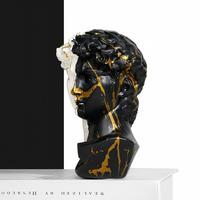 Buste créatif David en résine BZY, sculpture en marbre noir, blanc et or, décoration artistique moderne pour la maison et le bureau, vente en gros, usine OEM