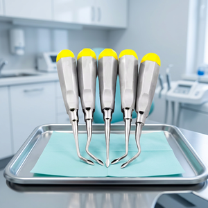 <b>Dogmatic</b> Reusable Manual Stainless Steel Dental Root Elevators Deluxe Cushion Grip CE Certified Class I Silver 1 Year Warranty - Product Image 3