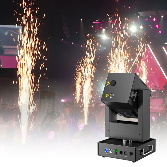 750W Electric Moving Head Aluminum Spark Spray Flame Machine DMX Control Remote for Wedding Stage Dry Ice