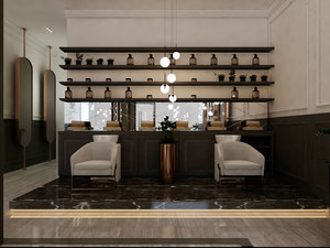 BRUTALIST Custom Elegance Salon <b>Display</b> with LED Lighting Eco-Friendly & Waterproof Heavy Duty Brown/White Color - Product Image 3