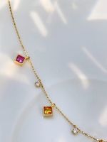 Collar Xinfly de Oro Amarillo de 18K con Zafiro de 0.75CT y Diamante Natural de 0.08CT, Cadena de Joyería para Uso Diario, Compromiso o Regalo de Boda