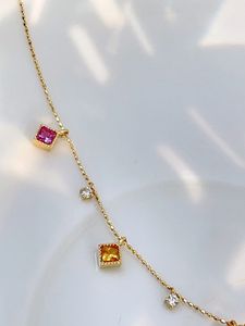 Collier en or jaune 18 carats Xinfly avec saphir 0,75 carat et diamant naturel 0,08 carat, chaîne de bijoux pour usage quotidien, fiançailles, cadeau de mariage - Product Image 5